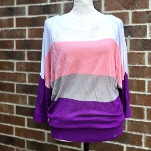 Guess Women's Colorblock Top - Pink, Gray, and Purple